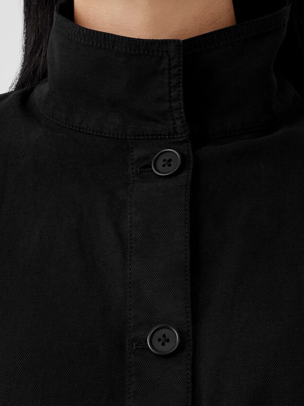 Eileen Fisher Cotton Hemp Stretch Stand Collar Jacket - Picture 5 of 12